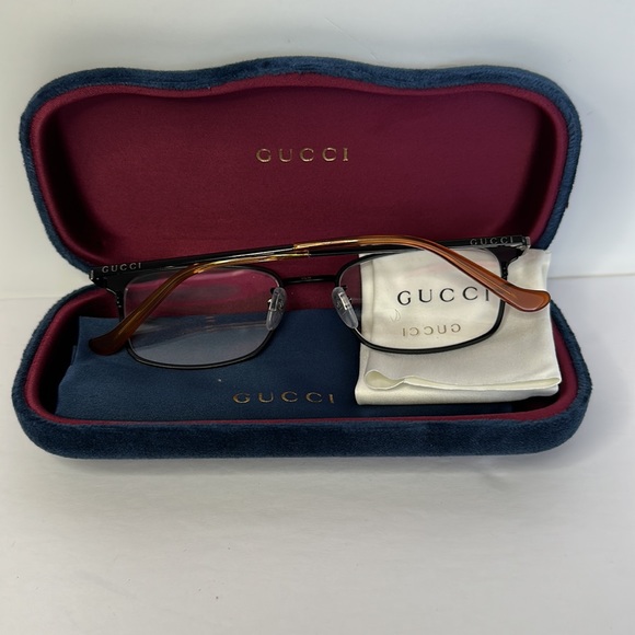 Auth - Gucci GG0579OK 002 Eyeglasses Men's Brown/Gold Full Rim Optical Frame 53… - Picture 8 of 15